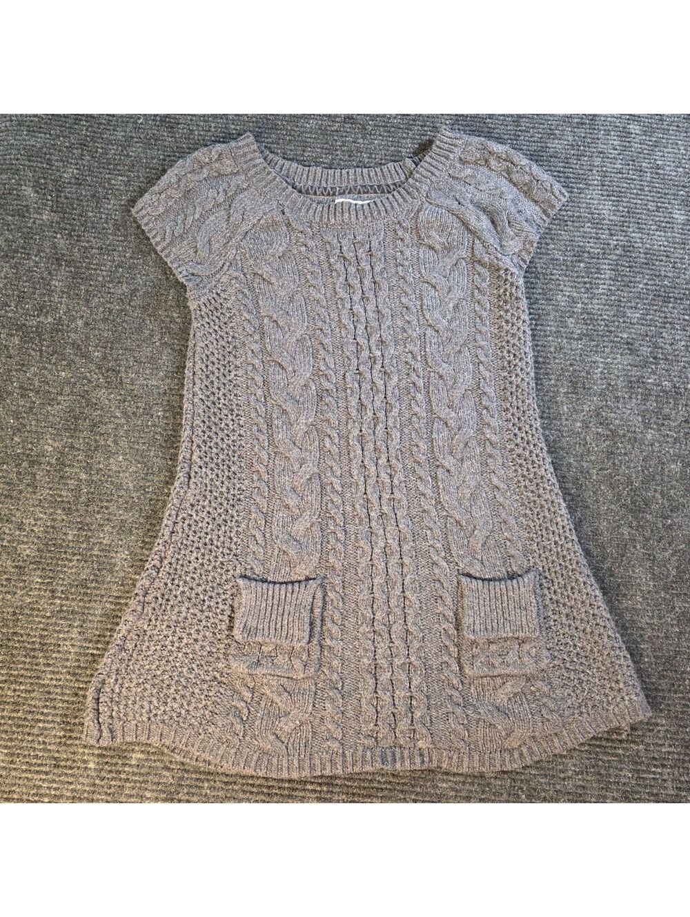 So Brand Gray Cable Knit Sweater Tunic with Pockets Size Large